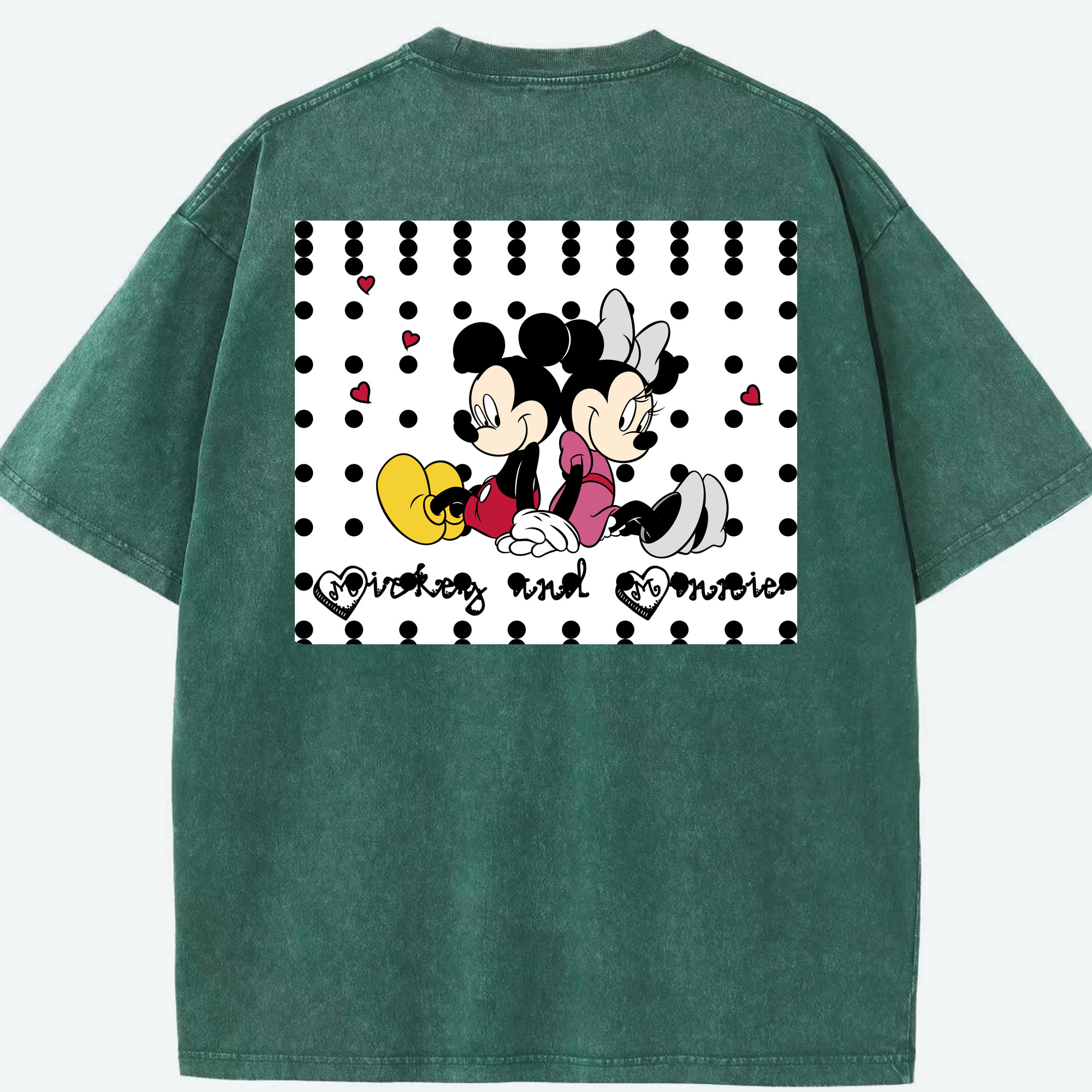 （画像用） ミッキーマウス Mickey Mouse 綿100% ヴィンテージ風 半袖Tシャツ（背面プリント）